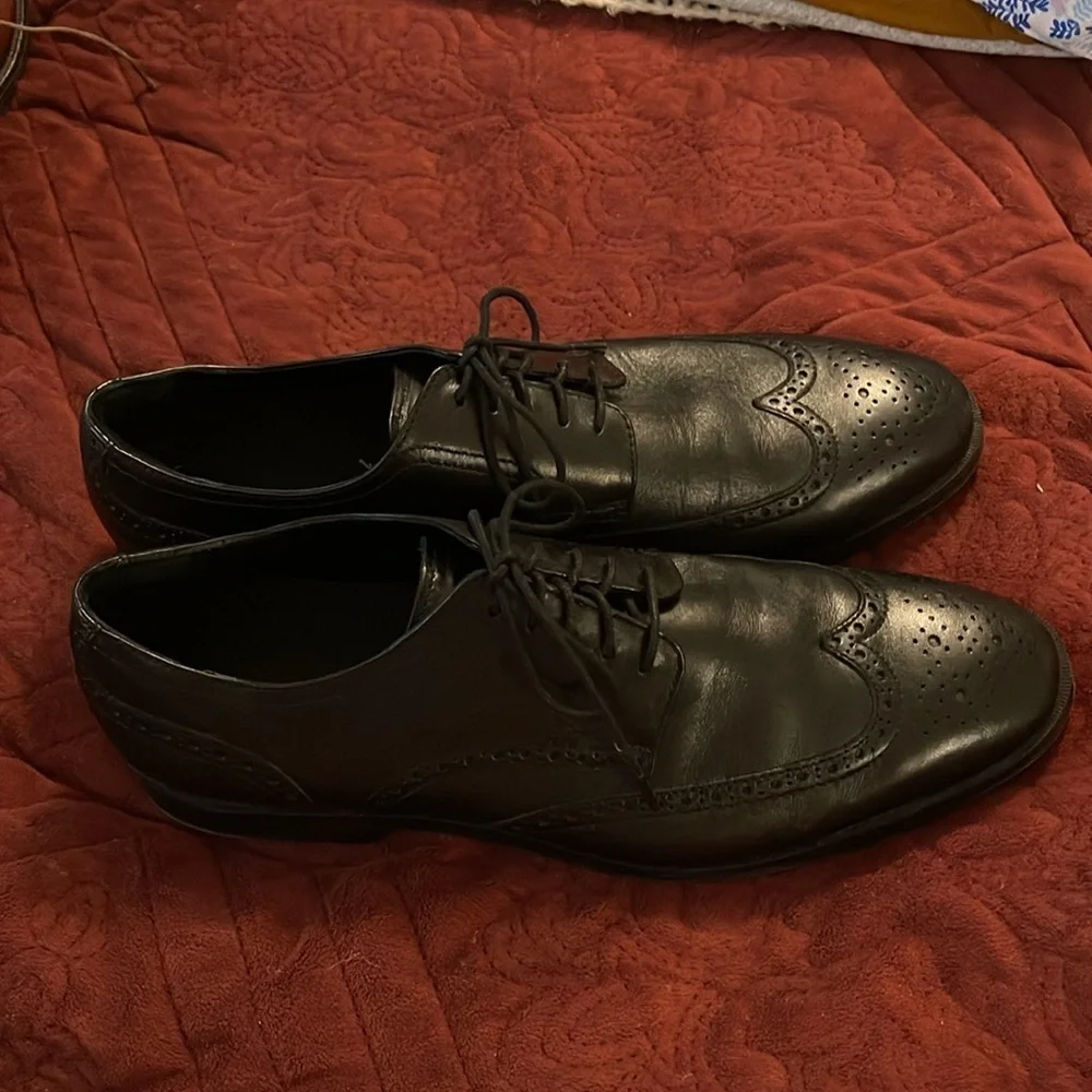 Cole Haan Men's Grand .0S Wingtip Oxford Dress Shoes Black‎ Size 12M preowned
